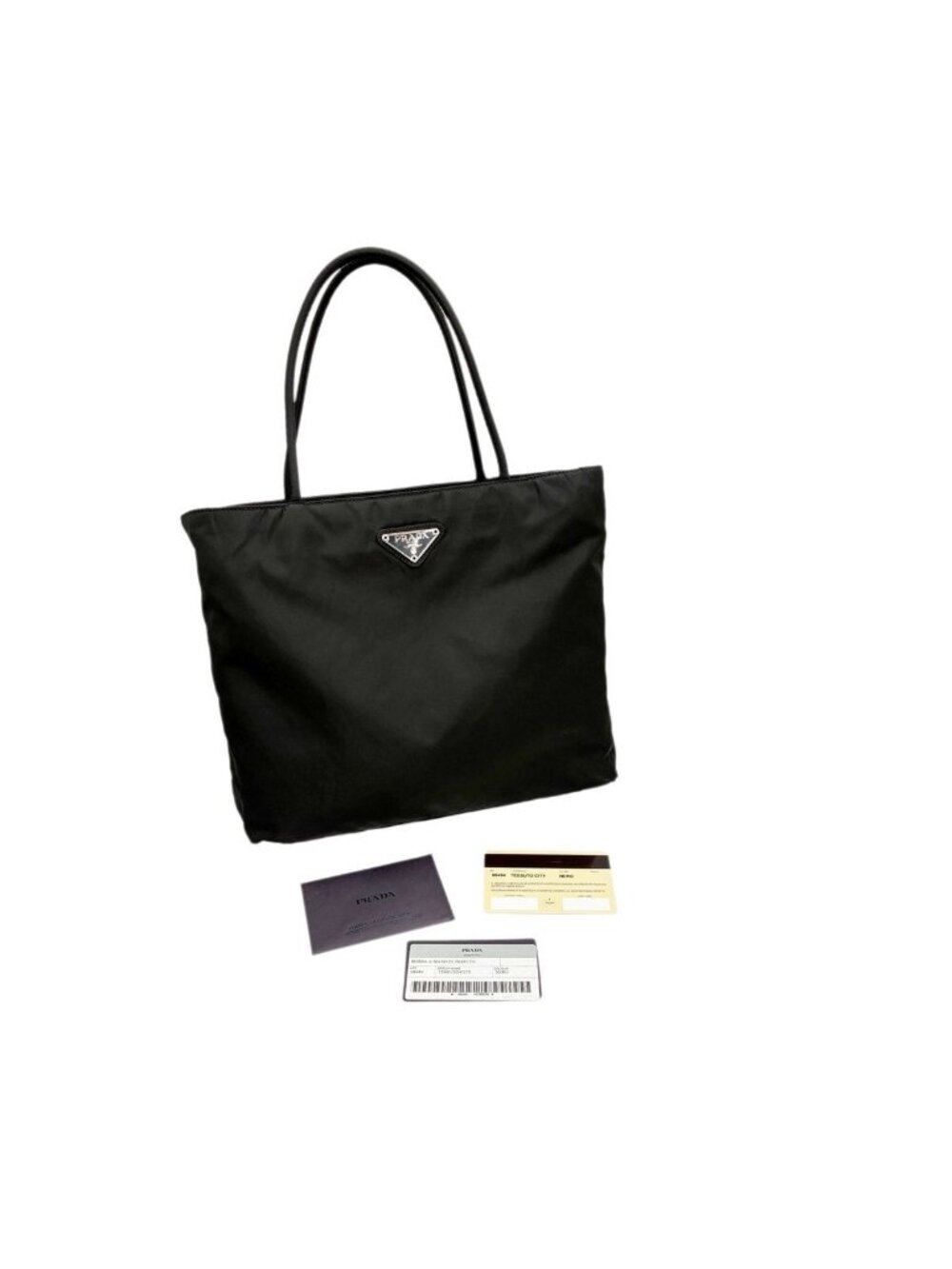 Prada Handbag Black Tessuto Triangle Logo Tote - Picture 11 of 12